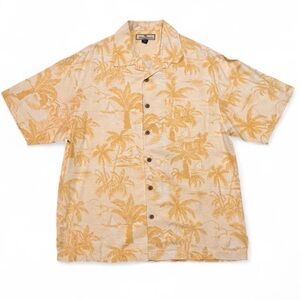 Tommy Bahama Men's Silk Beige Yellow Hawaiian Floral Button-Up Shirt M